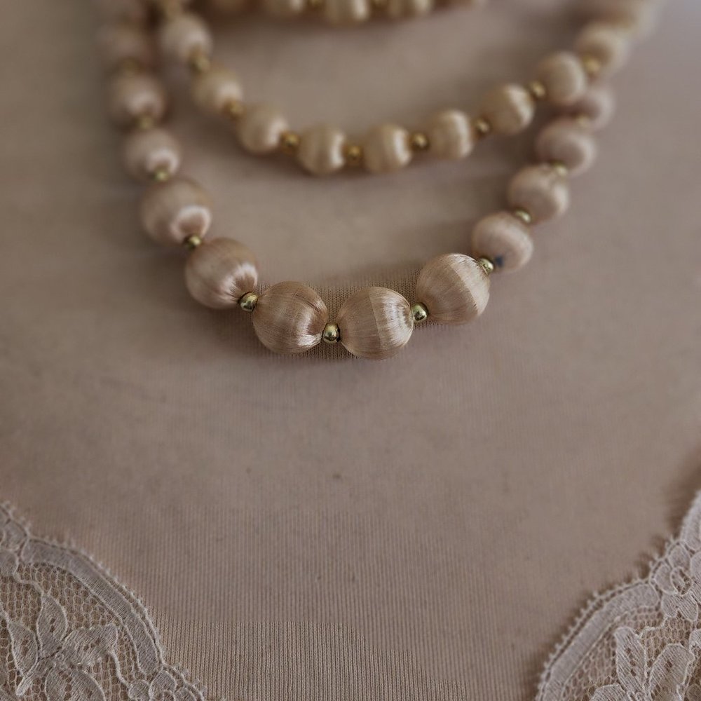 Vintage 1950s Mrs. Maisel Satin Beaded Necklace Strand, Colorful mid century MOD